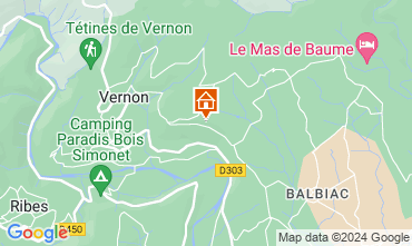 Map Joyeuse Vacation rental 90730